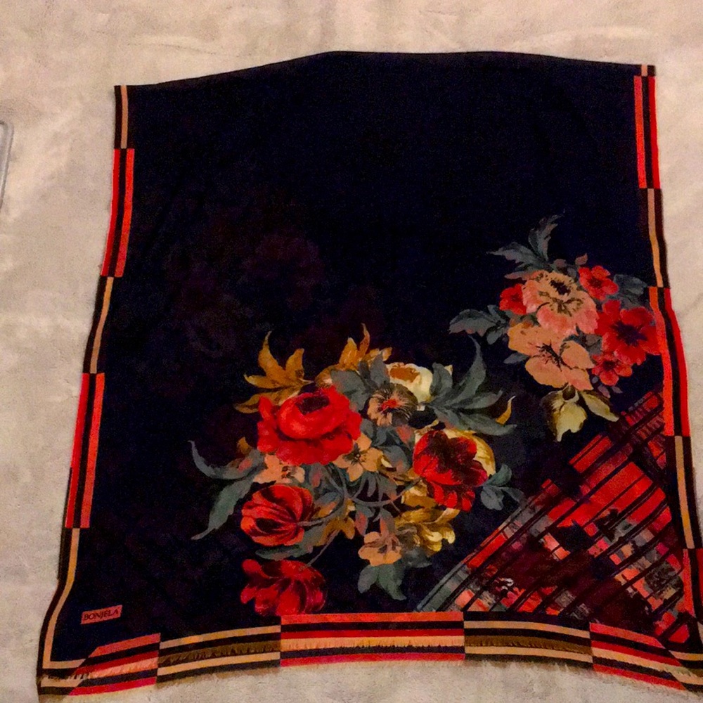 Black floral scarf
